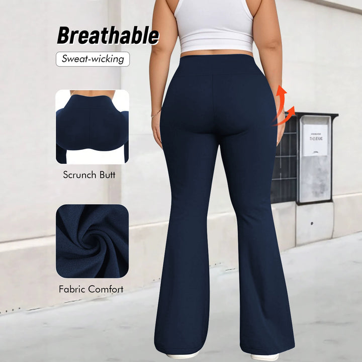 Damen taillenhohe Shaping Bootcut-Leggings mit Bauchkontrolle und 4-Wege-Stretch Drune