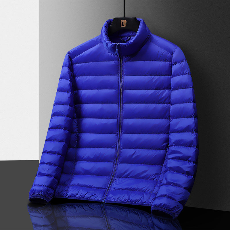 Herren Ultraleichte gesteppte Daunenimitat‑Steppjacke mit Stehkragen und Packfunktion Drune