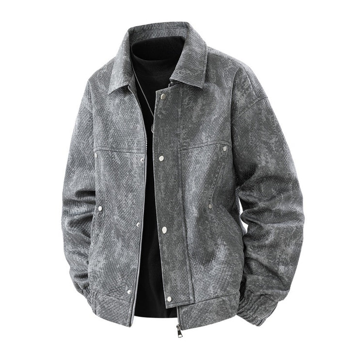 Herren texturierte Canvas-Workerjacke mit Reißverschluss-Front, verdeckter Druckknopfblende und elastischen Bündchen Drune