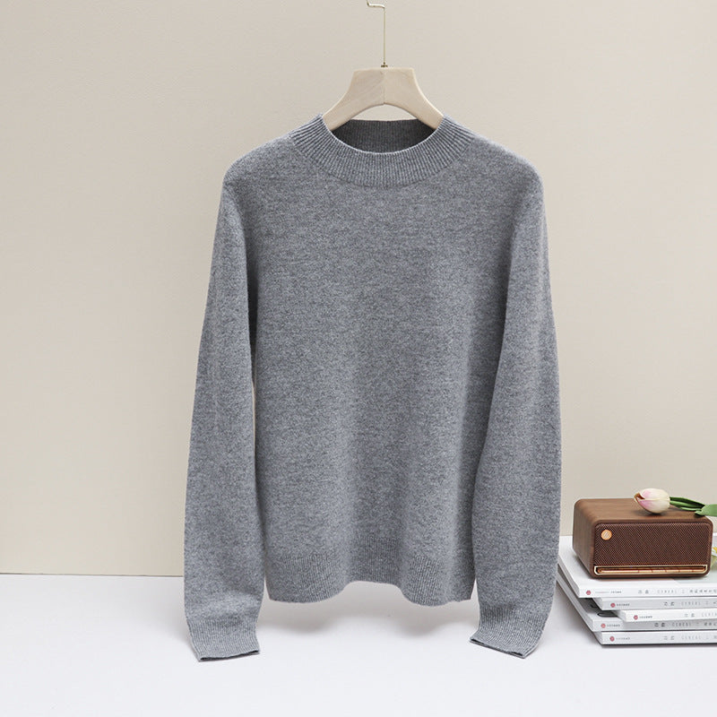 Damen Feiner Longsleeve-Rundhalspullover mit verstärktem Rippenkragen & schmeichelnder Hüftlänge Drune
