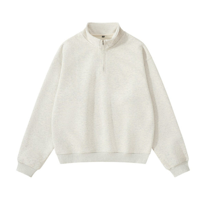 Unisex Oversize-Halbzip-Sweatshirt aus Baumwollmix mit Stehkragen und Rippbündchen Drune