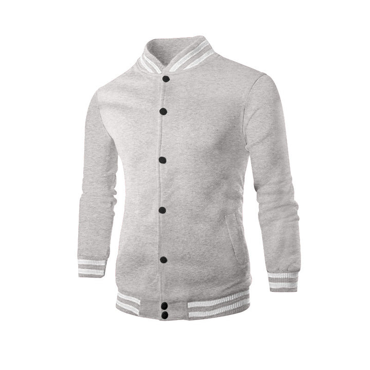 Herren nan College-Strickjacke im Retro-Look mit Rippkragen, Druckknopfverschluss und Eingrifftaschen Drune
