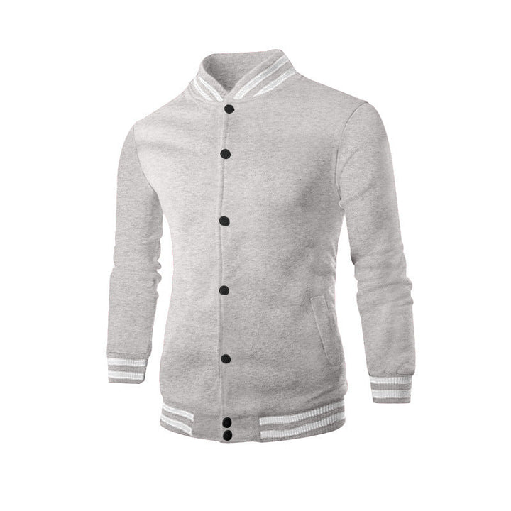 Herren nan College-Strickjacke im Retro-Look mit Rippkragen, Druckknopfverschluss und Eingrifftaschen Drune