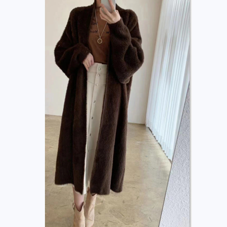 Damen Langer Übergroßer Maxi-Strickcardigan mit offener Front Drune