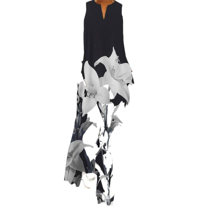 Damen Maxikleid mit elegantem floralem Design und seitlichen Taschen Drune