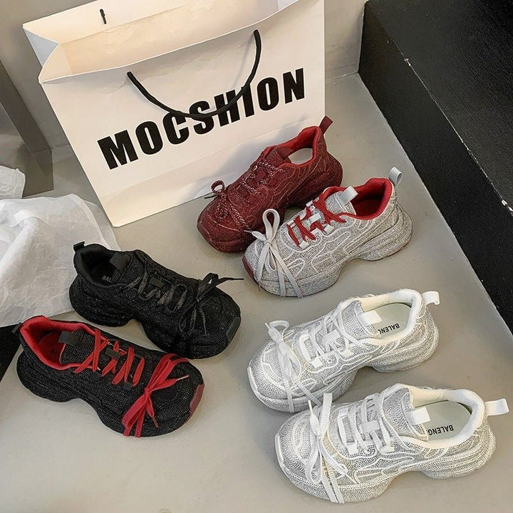 Damen Statement‑Sneaker mit strukturiertem Netz‑Mesh, überhöhter Plateau‑Sohle und gepolstertem Komfortfutter Drune