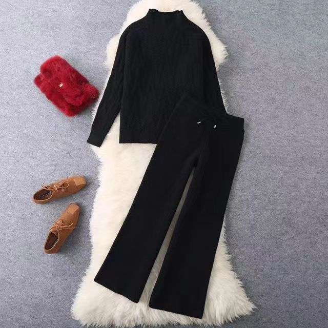 Damen Elegantes Strickoberteil und Hosen-Set Drune