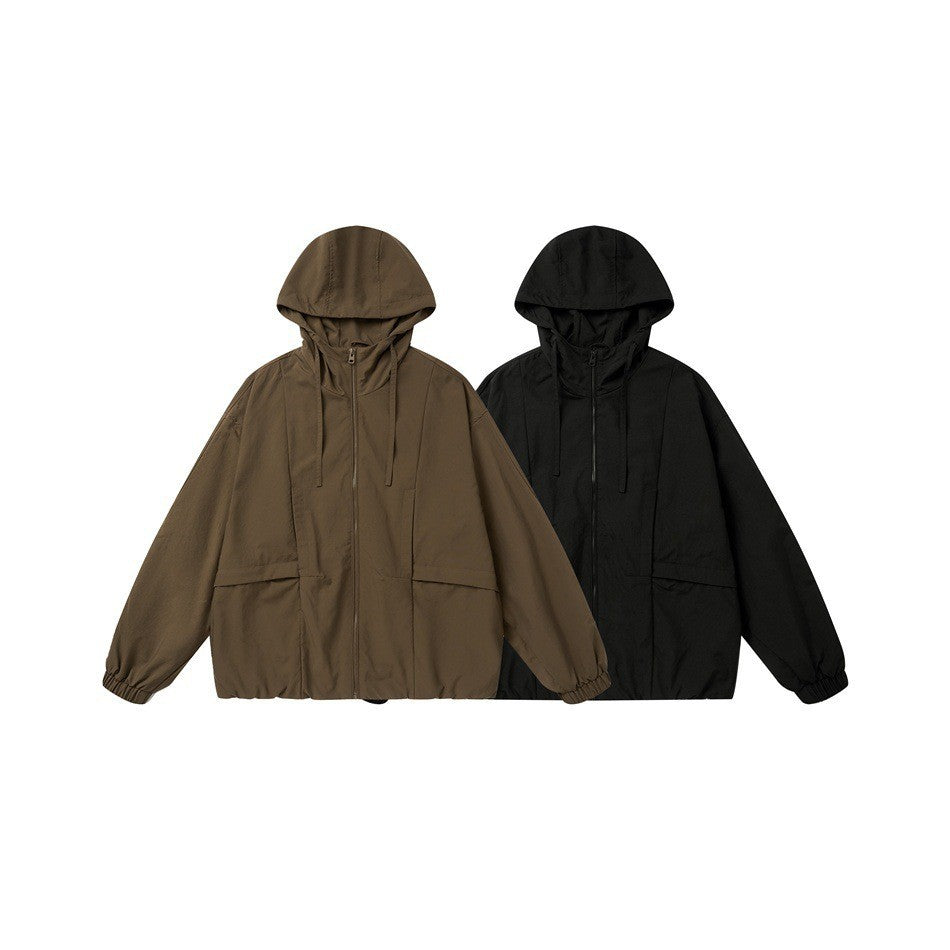 Unisex Oversize-Kapuzenblouson mit elastischem Saum und Utility-Taschen Drune