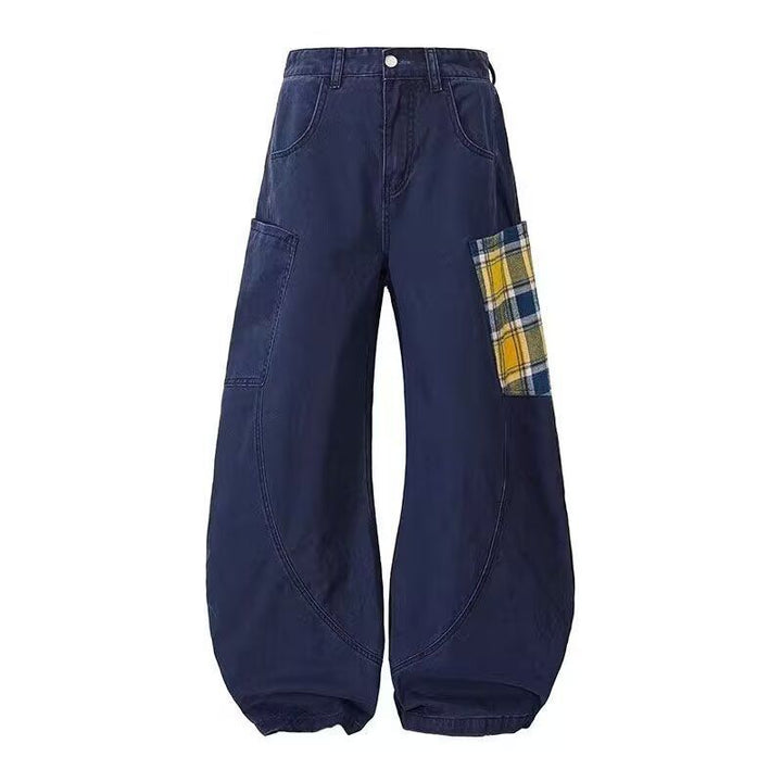 Damen Weitgeschnittene Cargo-Hose mit Karomuster Drune