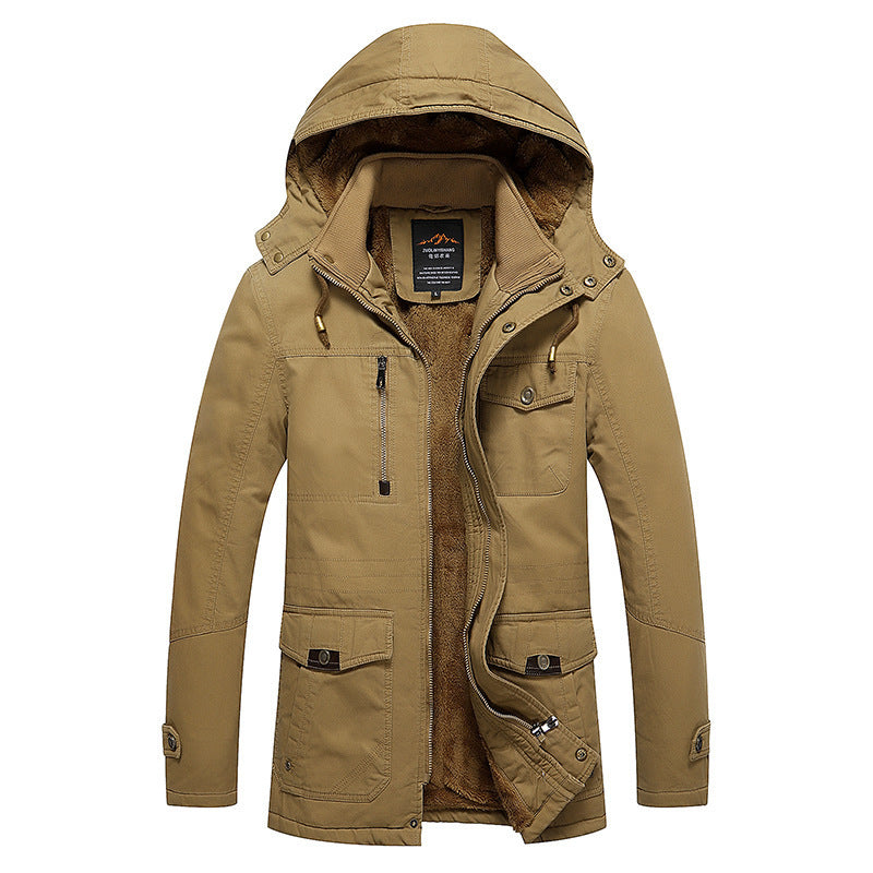 Herren Utility-Parka mit kuscheliger Sherpa‑Fütterung, Kapuze und Cargo‑Taschen Drune