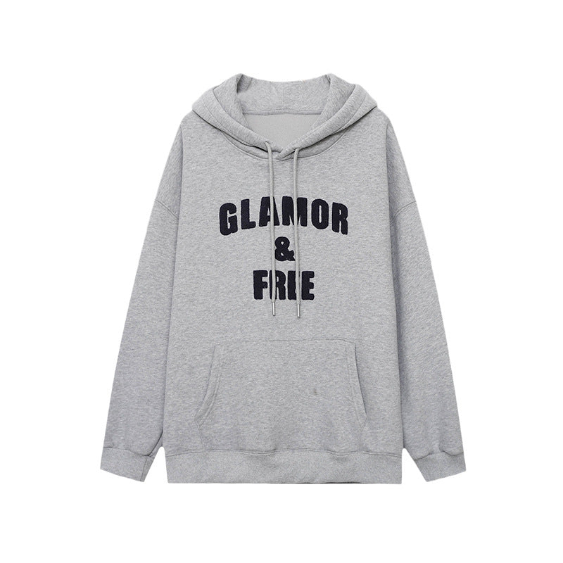 Damen Kapuzenpullover mit kreativem Schriftzug und lässigem Schnitt Drune