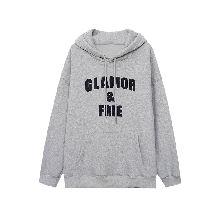 Damen Kapuzenpullover mit kreativem Schriftzug und lässigem Schnitt Drune