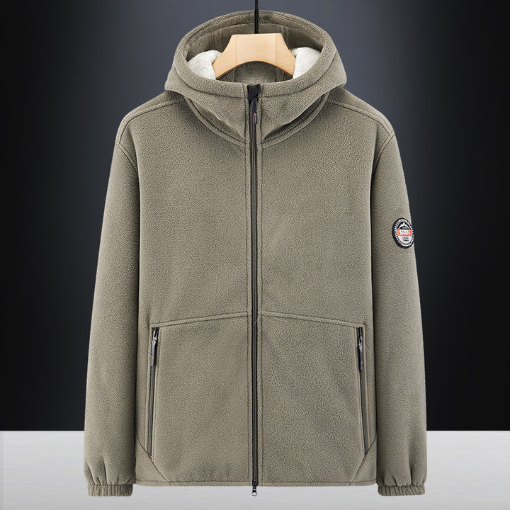 Herren Isolierte Fleece-Hoodiejacke mit Sherpa-Innenfutter und Zwei-Wege-Reißverschluss Drune
