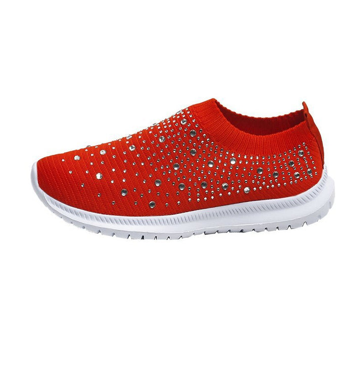 Damen Strick-Slipper-Sneaker mit Strassbesatz und flexibler Komfortsohle Drune