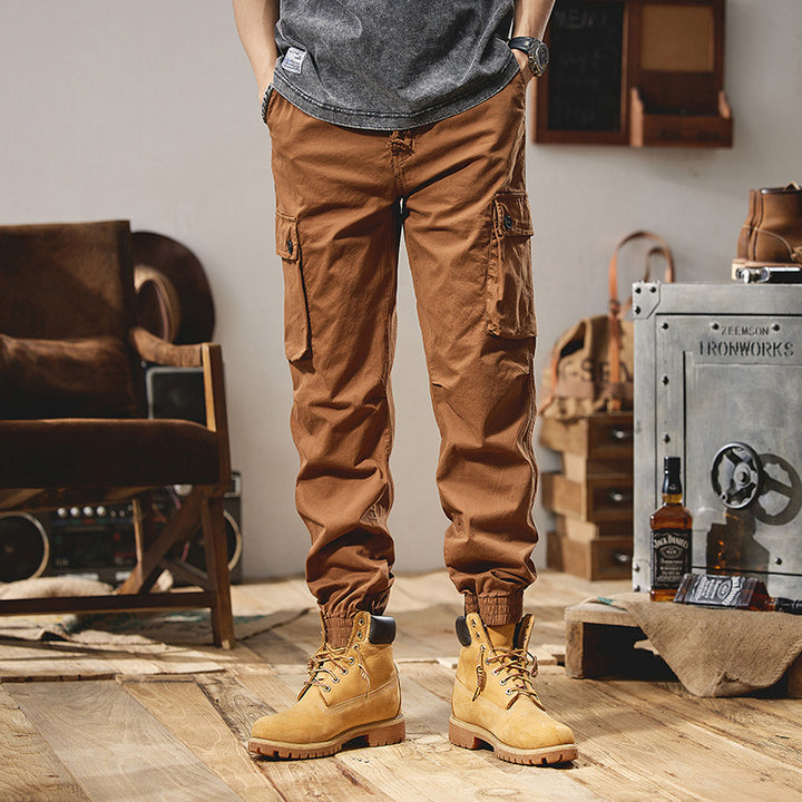 Herren Canvas-Cargojogger mit verstärkten Kniepaneelen, elastischem Komfortbund und Organizer-Taschen Drune