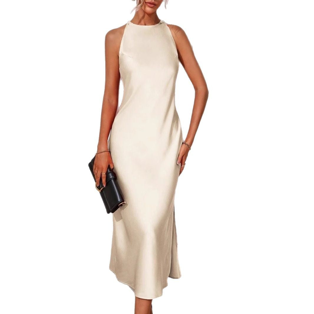 Damen Elegantes Maxikleid mit schmalem Träger und körpernahem Schnitt Drune