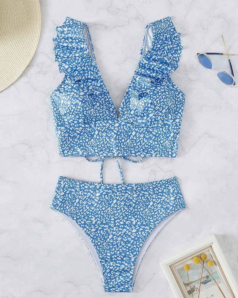 Damen Hoch taillierter Bikini mit voluminösen Rüschen Drune