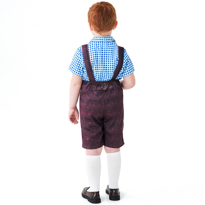 Herren nan kurze Trachtenlederhose mit verstellbaren Trägern und traditioneller Stickerei Drune