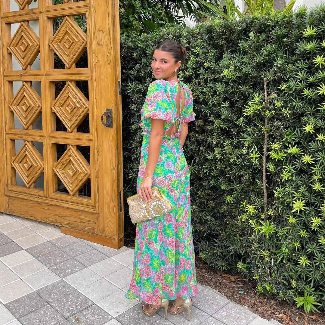 Damen Maxi-Kleid mit romantischem Flora-Design und fließendem Schnitt Drune