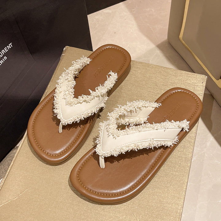 Damen Flip-Flops mit modischem Fransen-Design und komfortabler Sohle Drune