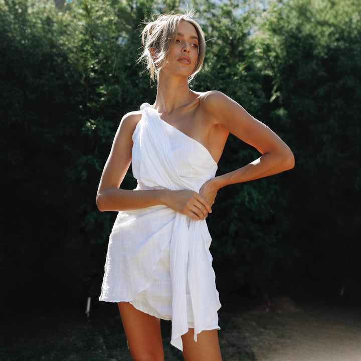 Damen Wickelkleid mit asymmetrischem Schnitt und elegantem Knoten Drune