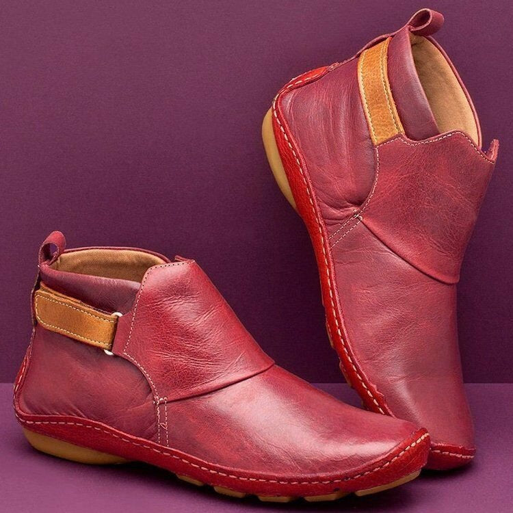 Unisex nan knöchelhohe Lederimitat-Boots mit Klettverschluss und rutschfester Gummisohle Drune