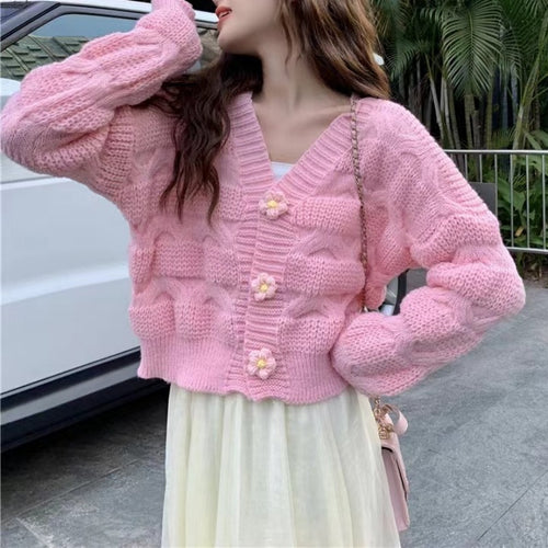 Damen gemütlicher Strickcardigan mit Zopfmuster und Knopfdetails Drune