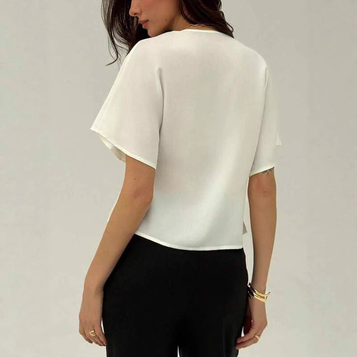 Damen Lockere Bluse mit umschlagbaren Ärmeln Drune