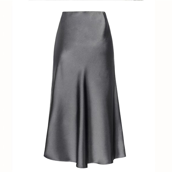 Damen Fließender Satin-Midirock mit elegantem Schnitt Drune