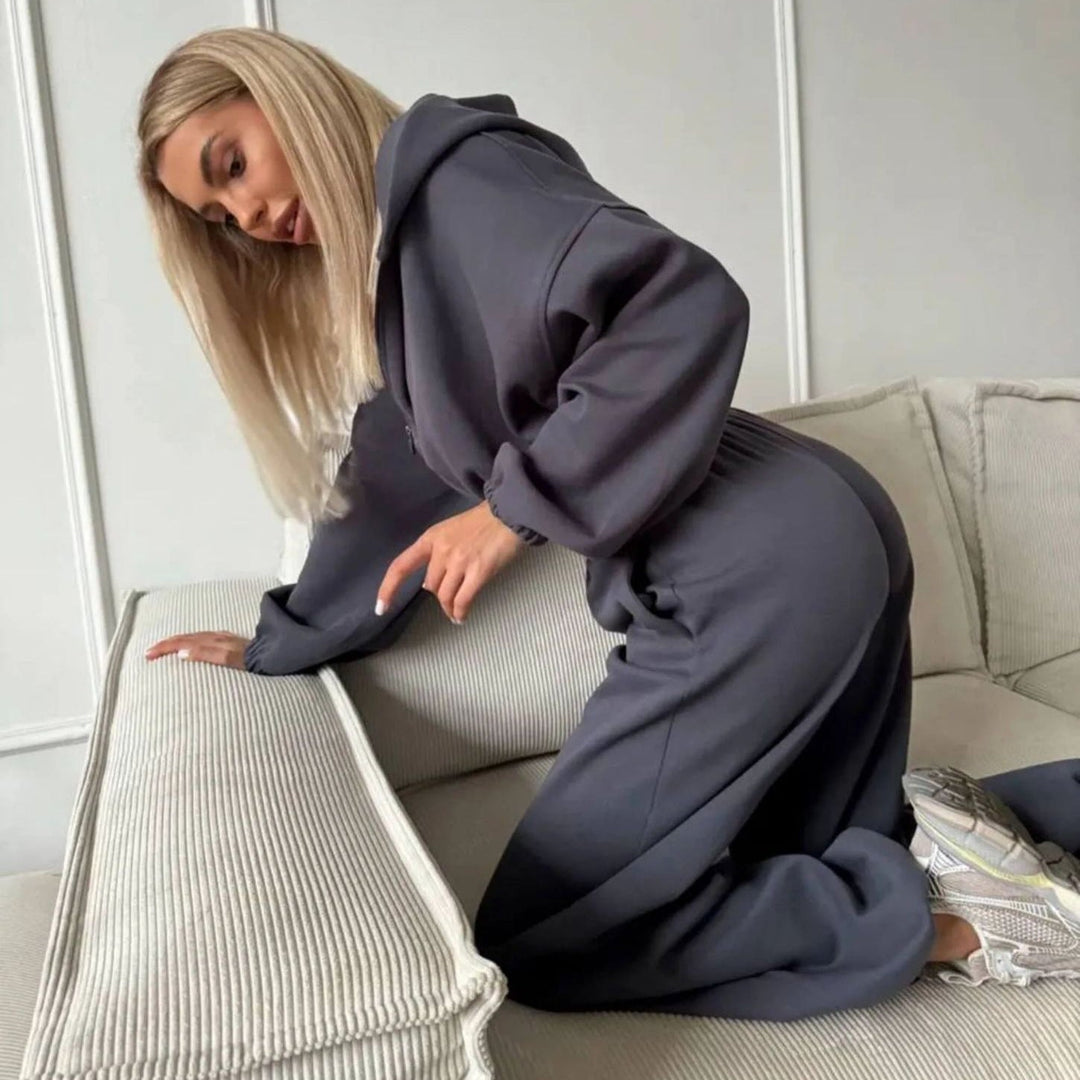Damen lässiges Lounge-Set mit Hoodie und weiten Hosen Drune