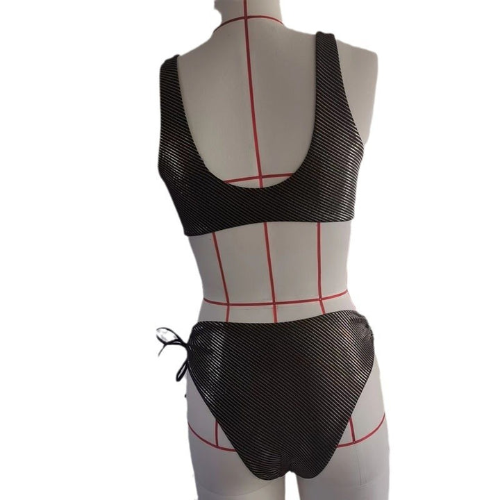 Damen Bikini mit elegantem Blumenmotiv und glänzendem Stoff Drune
