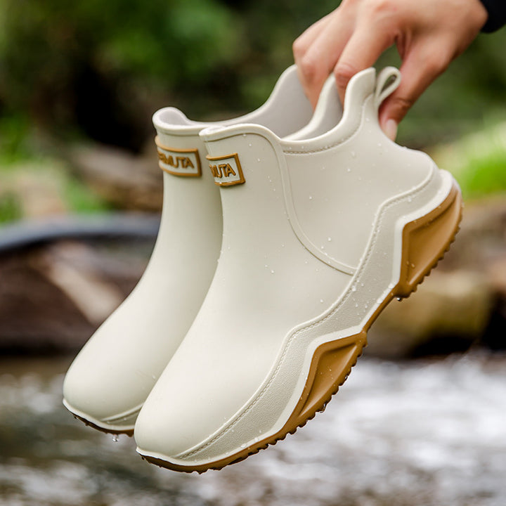Damen wasserdichte Kurzstiefel mit faltbarem Manschettenkragen Drune