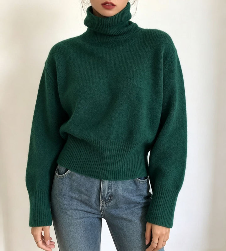 Damen Oversize Feinstrickpullover mit hohem Rollkragen und Seitenschlitzen Drune