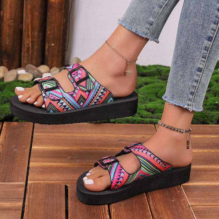 Damen verstellbare gemusterte Komfort-Sandalen Drune