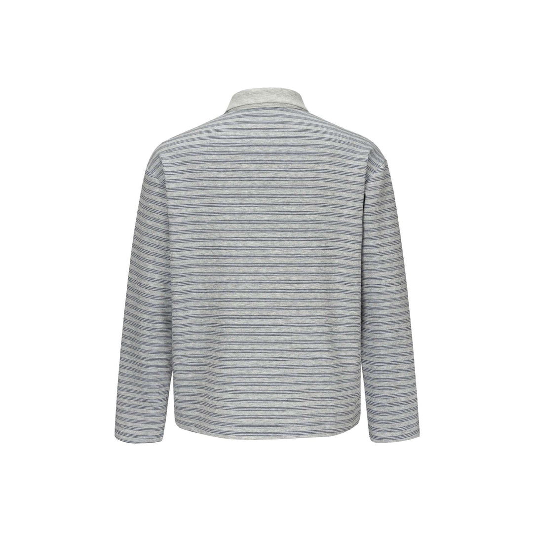 Herren Langarm-Polohemd im Relaxed‑Fit mit feinem Streifenstrick Drune