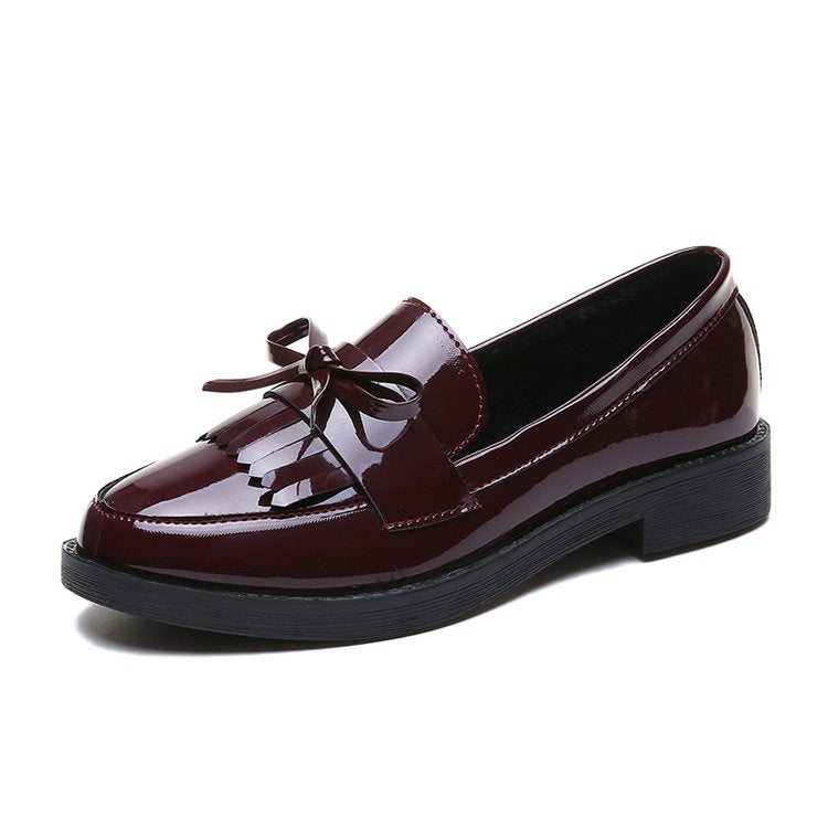 Damen Elegante Mokassins mit funkelndem Lackleder und dekorativem Schleifendetail Drune