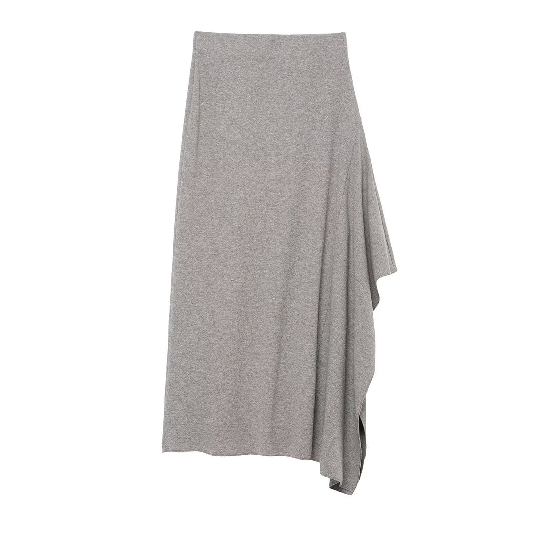 Damen Asymmetrischer Midirock aus Feinstrick mit drapiertem Seitenschlitz Drune