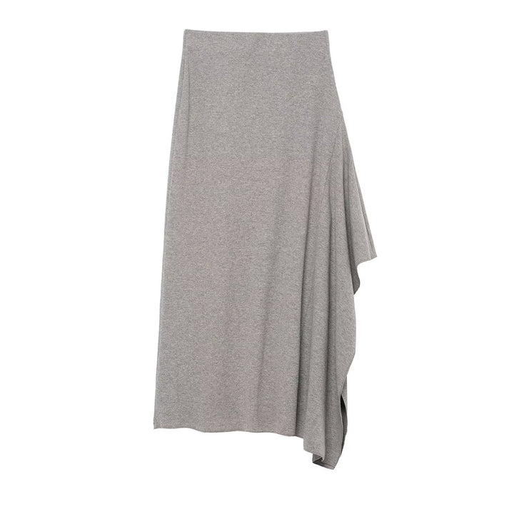 Damen Asymmetrischer Midirock aus Feinstrick mit drapiertem Seitenschlitz Drune