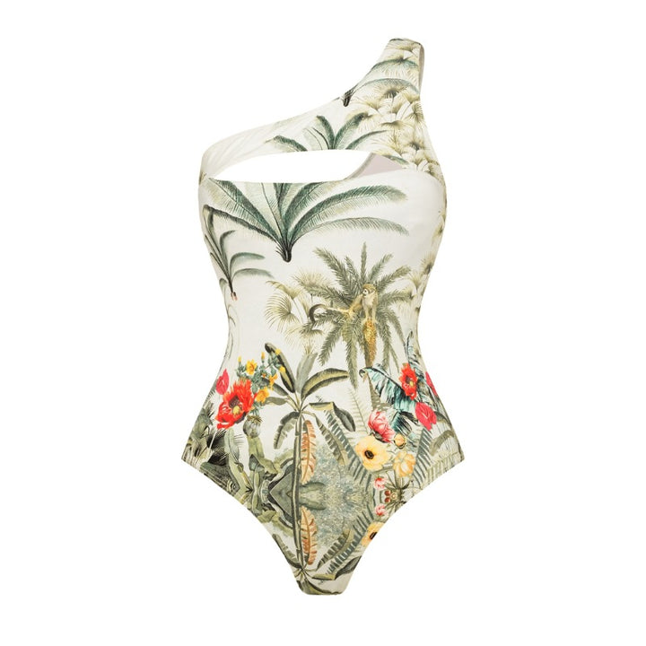 Damen Einseitiger Badeanzug mit raffiniertem Cut-Out und floralem Design Drune