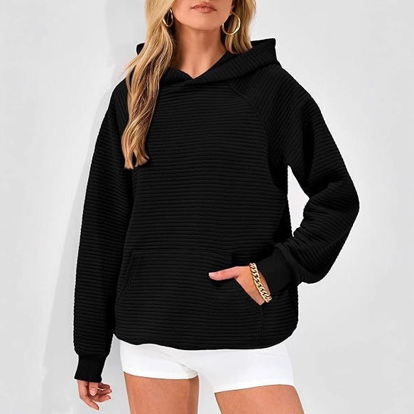 Damen lässiger Kapuzenpullover mit strukturiertem Stoff Drune