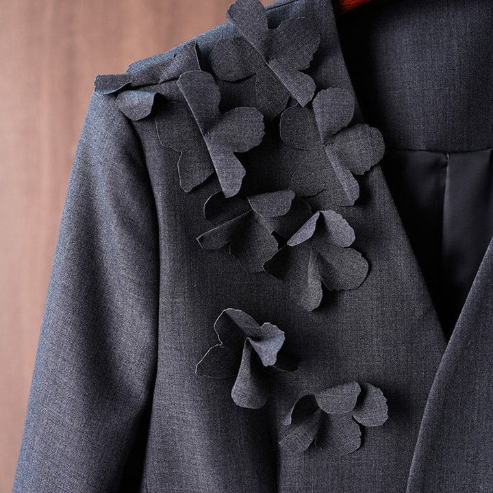 Damen Modischer Blazer mit 3D-Blüten-Details Drune