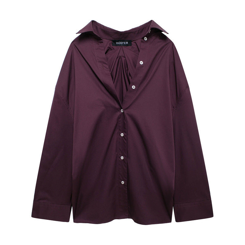 Damen vielseitige Bluse mit lässigem Schnitt und besonderem Falten-Design Drune