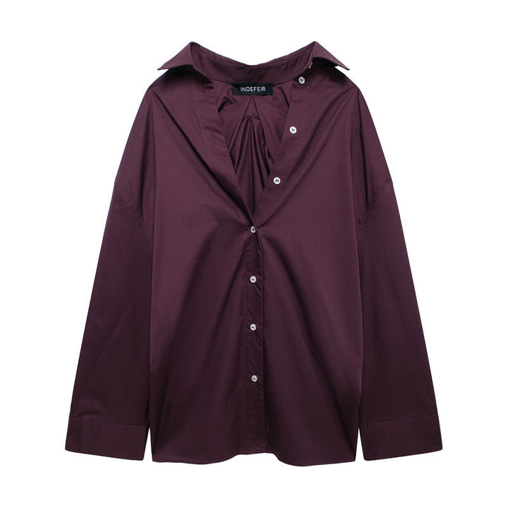 Damen vielseitige Bluse mit lässigem Schnitt und besonderem Falten-Design Drune