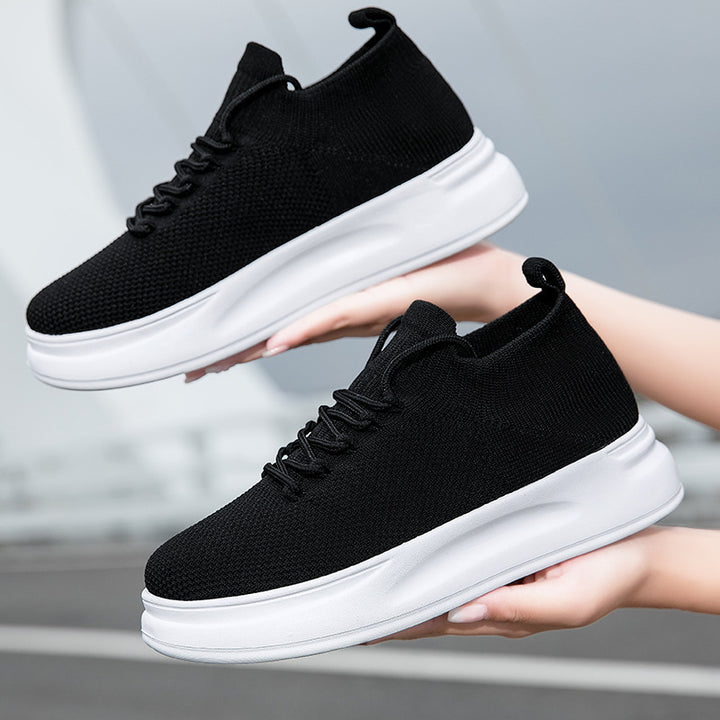 Damen nan elastischer Strick-Slip-on Sneaker mit viskoelastischer Fußbett-Einlage und dämpfender Plateau-Laufsohle Drune