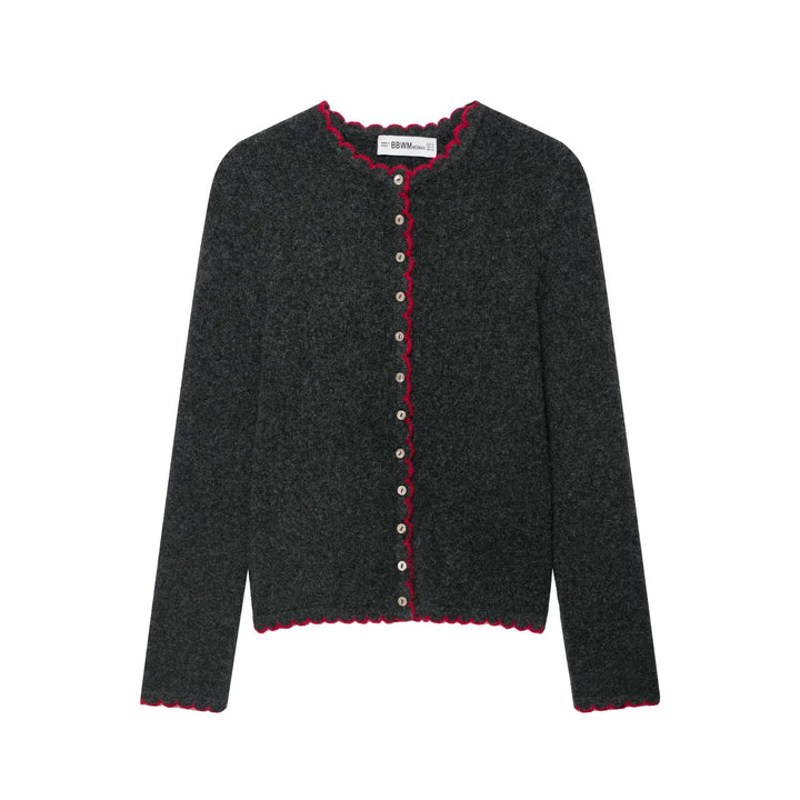 Damen Feinstrick-Cardigan mit Muschelkante und Perlmuttknöpfen Drune