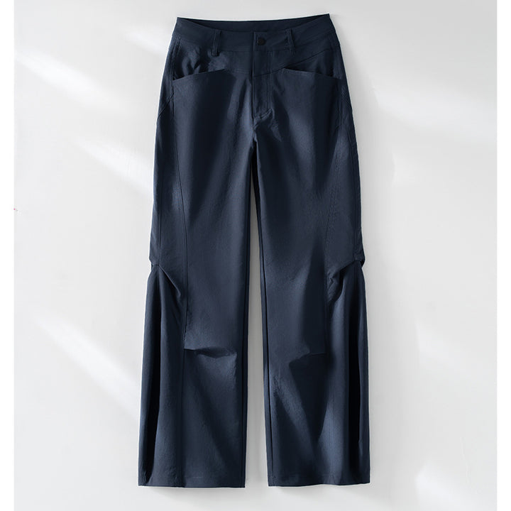 Damen Weite High‑Waist-Hose mit eingesetztem Beinschlitz und markanten Eingrifftaschen Drune