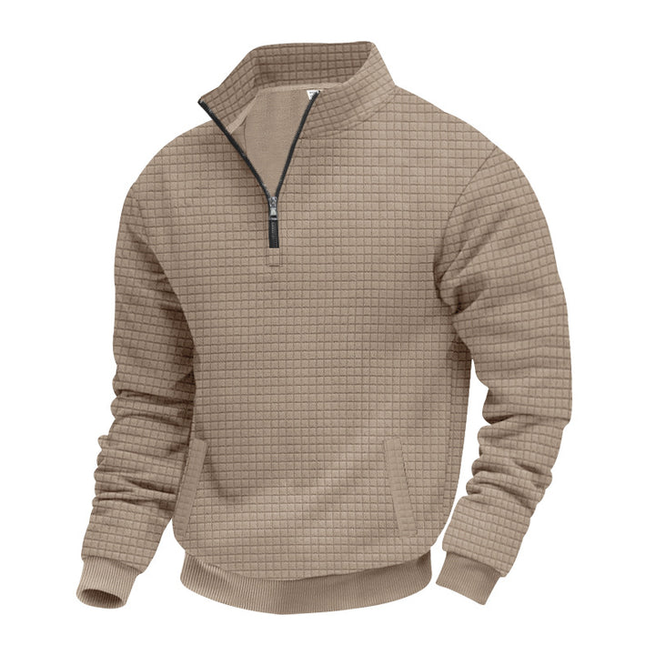 Herren Fleece-Pullover mit strukturiertem Design und hohem Kragen Drune