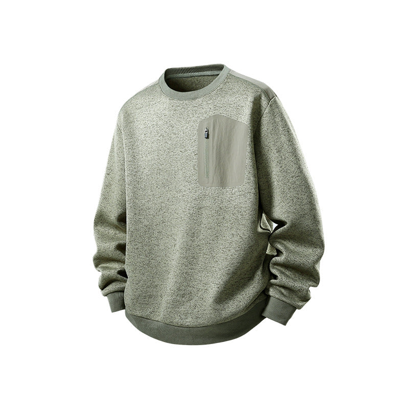 Herren Relaxed-Fit Struktursweatshirt mit Reißverschluss-Brusttasche Drune