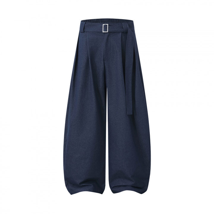 Damen Ballon-Hose mit weitem Bein, hohem Bund und Bindegürtel Drune