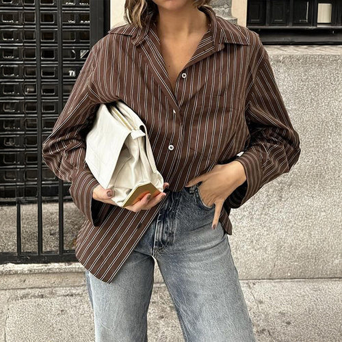 Damen nan lässiges Oversize-Hemd mit feinen Nadelstreifen, Hemdkragen und Brusttasche Drune